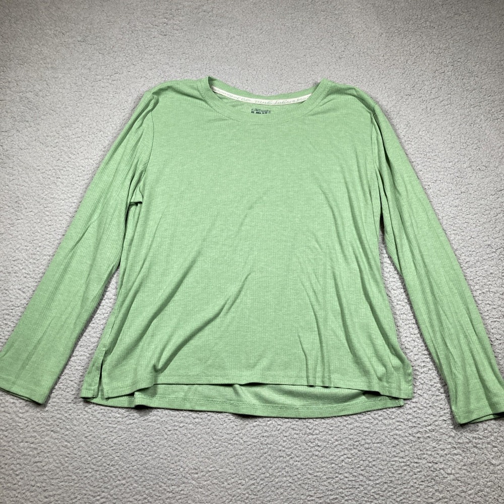 Muk Luks Shirt Women's‎ XL Green Long Sleeve Pullover Stretch Underlayer Casual